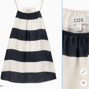 COS Navy and white Striped halter neck tunic-style top US4